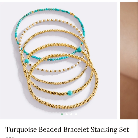 Mint&Lilly Jewelry - New Turquoise Beaded Bracelet Stacking Set - Gold & Turquoise